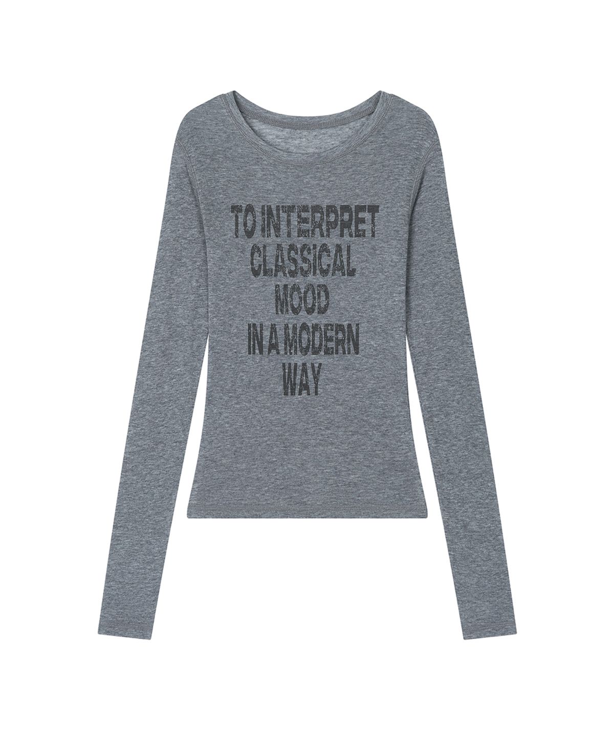로타입(ROUGHTYPE) Crack Logo Slim Long Sleeve - Gray