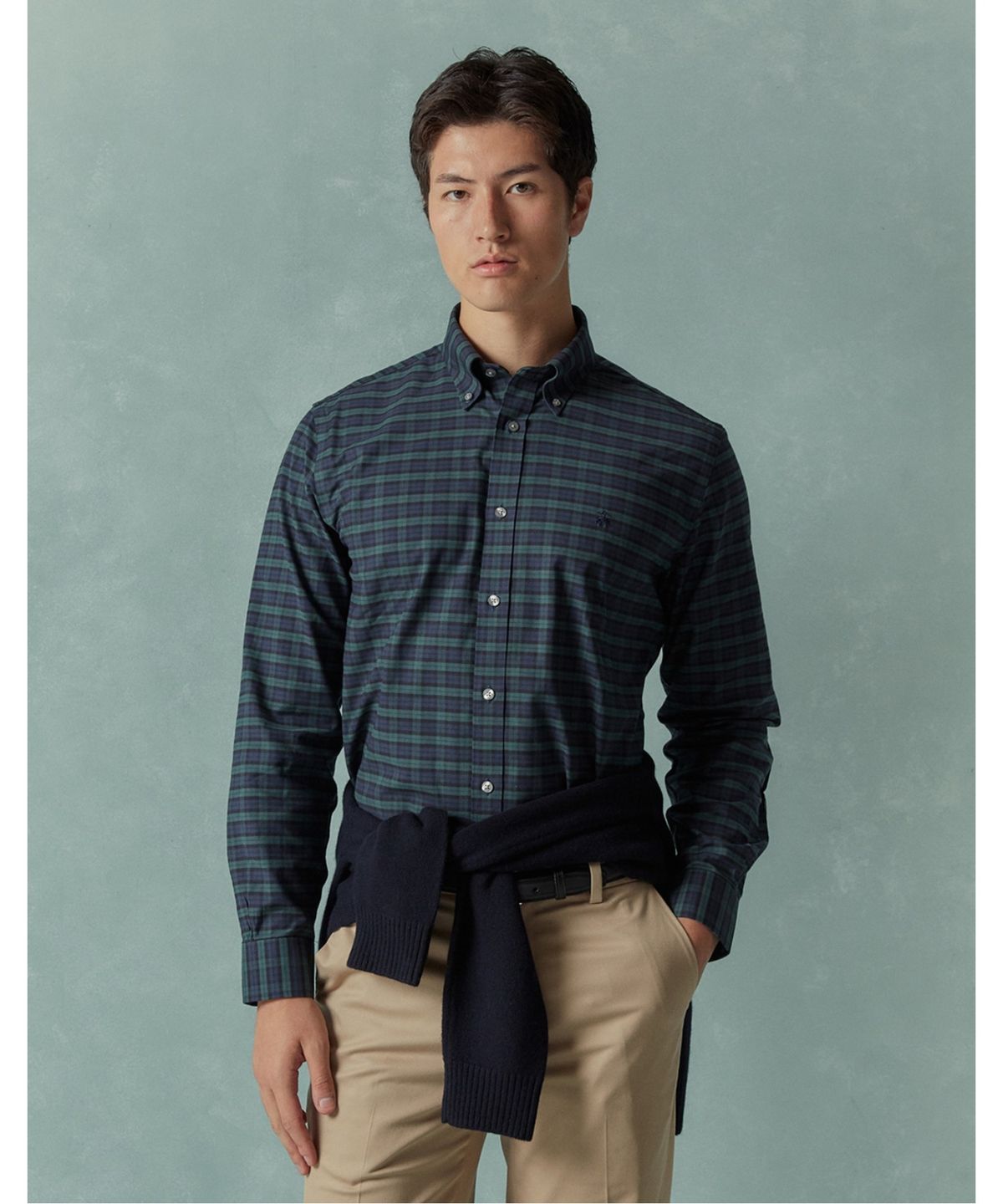 브룩스 브라더스(BROOKS BROTHERS) 논아이론 옥스포드 체크 패턴 셔츠 (멀티) (BBTHMMG306)