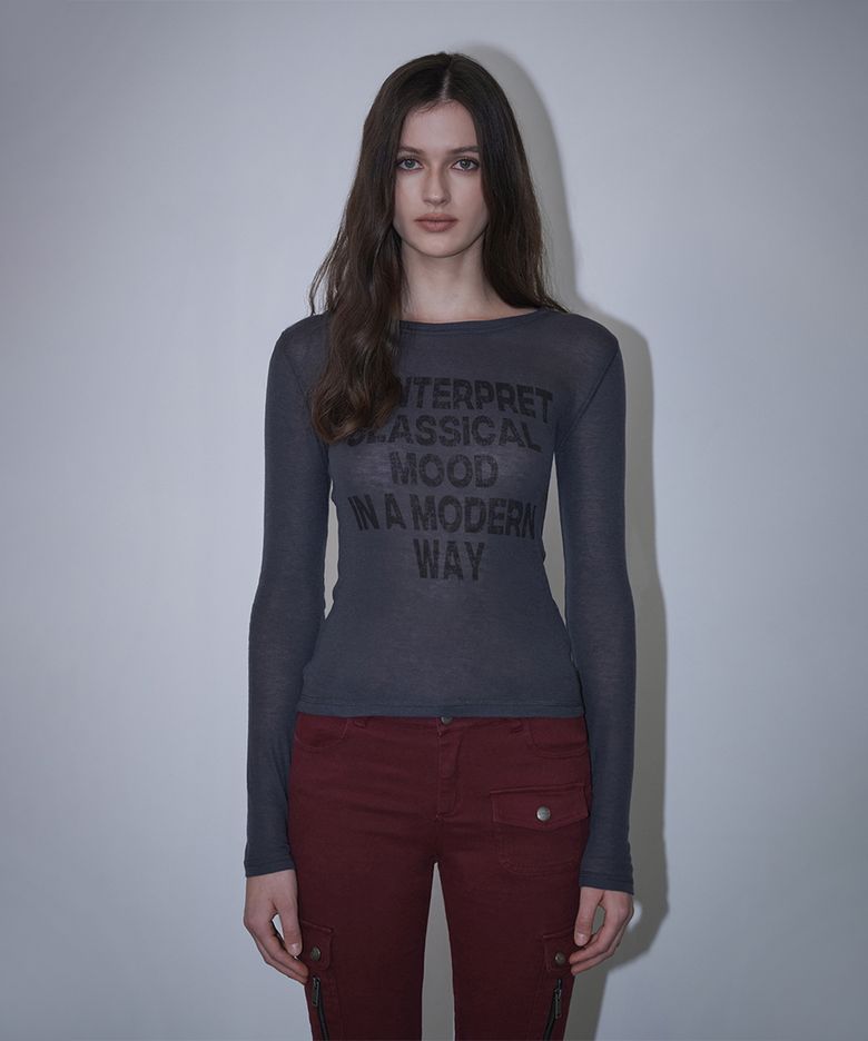 Crack Logo Slim Long Sleeve - Charcoal