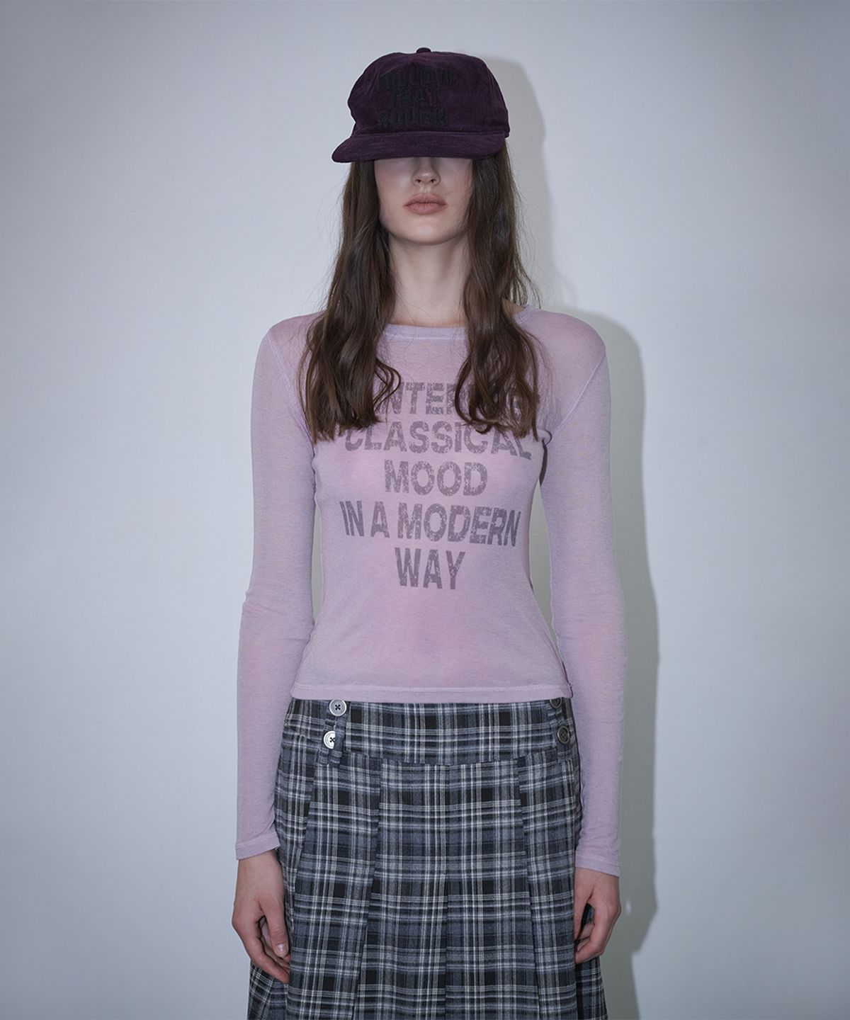 로타입(ROUGHTYPE) Crack Logo Slim Long Sleeve - Indi pink