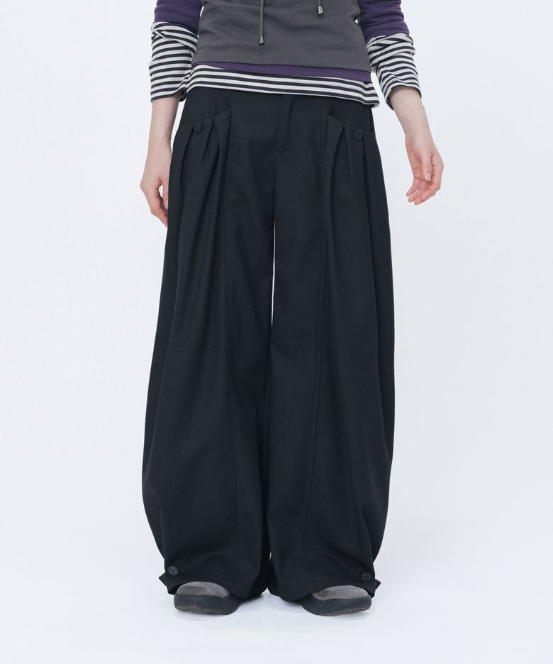 [송이송이x미세키서울] Multi pleats wide pants BLACK