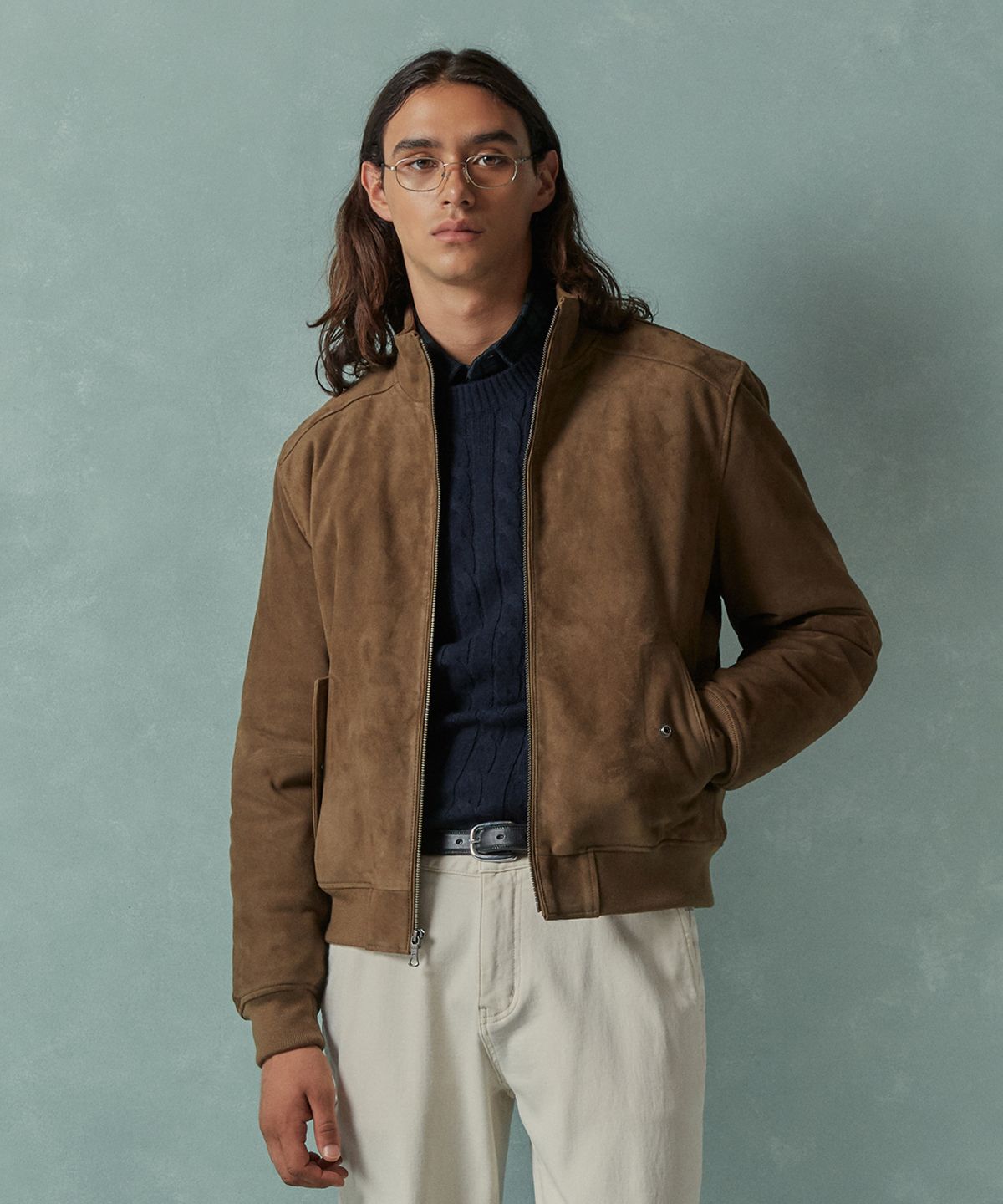 브룩스 브라더스(BROOKS BROTHERS) 스웨이드 봄버 재킷 (다크베이지) (BBLJMNG301)