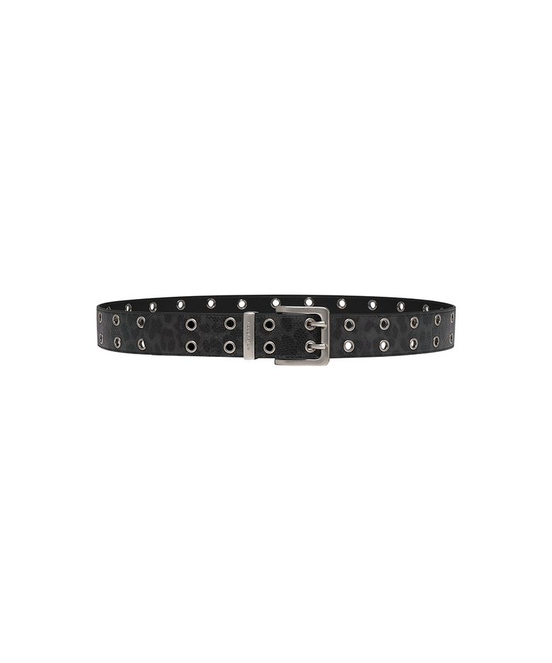 Snake Skin Leopard Belt - Charcoal