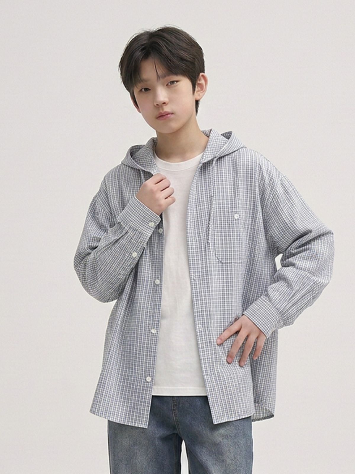 행텐 틴즈(HANGTEN TEENS) 틴즈 체크 후드 셔츠_003(14580-020-605-10)