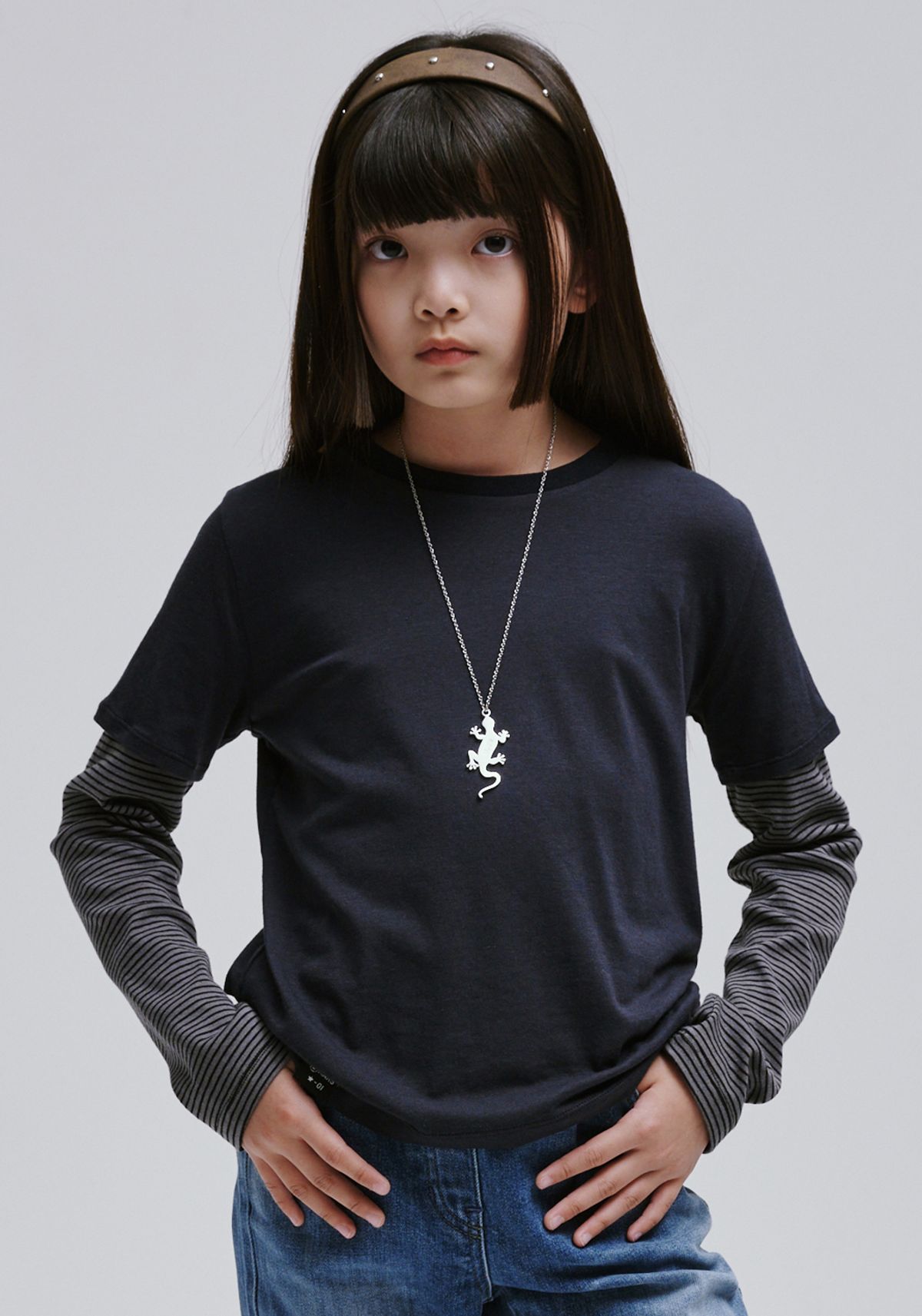 블루테일(BLUETAIL) AAG2TS03NV 네이비 레이어링 긴팔 티셔츠