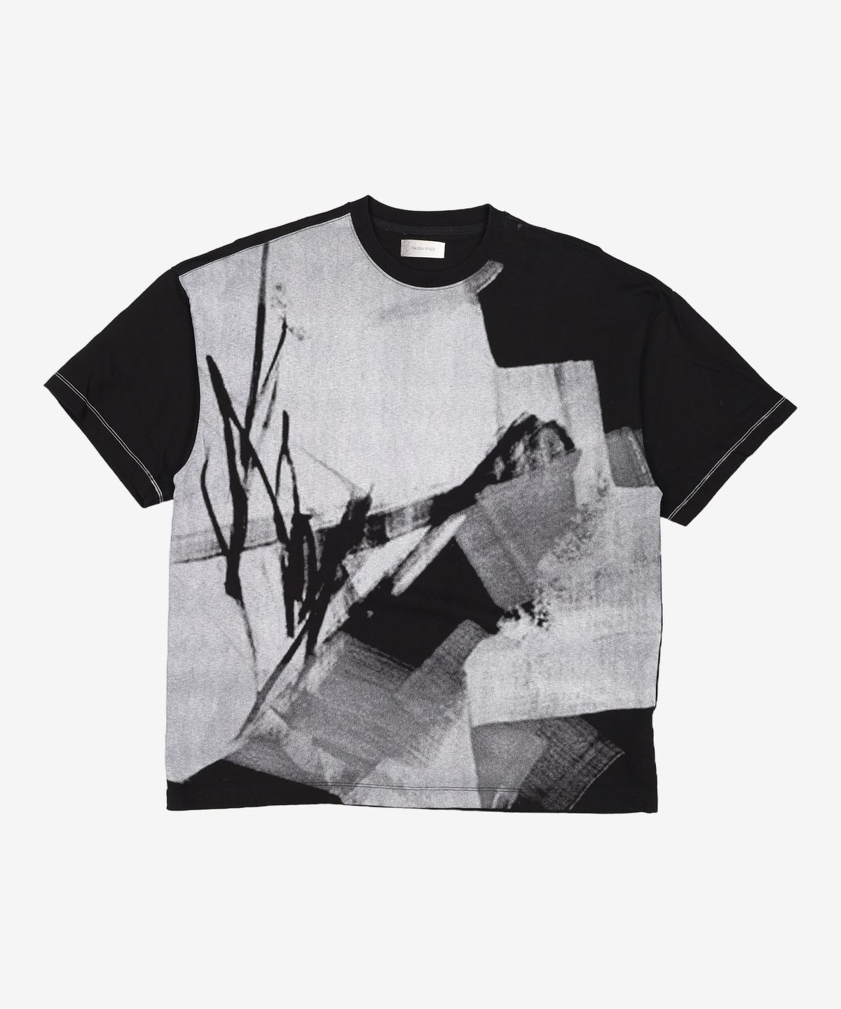 메종미네드(MAISON MINED) MONOCHROME HALF SLEEVE BLACK 2XL