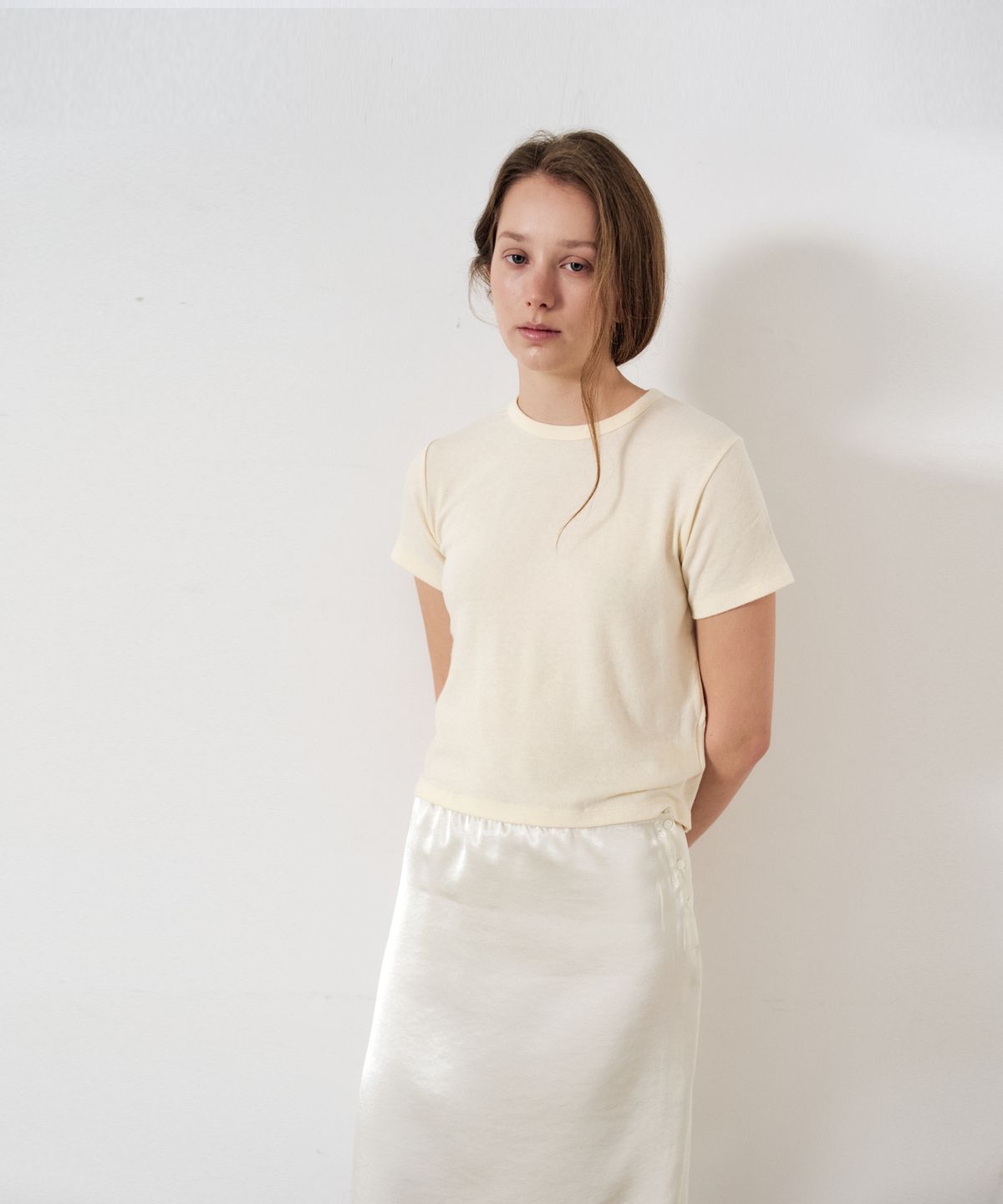 이지오 우먼(EZIO WOMEN) Basic Soft T-shirt_Sand Beige