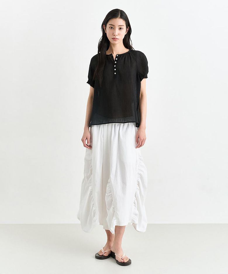 Sheer Short Sleeve Blouse  Black