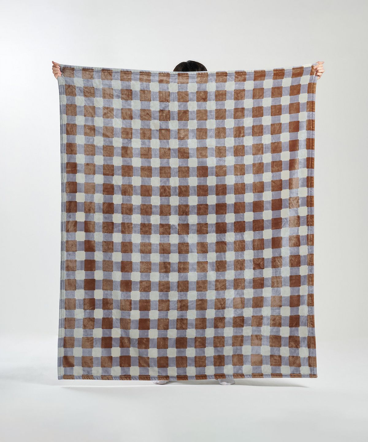 자주(JAJU) 체크 블럭 극세사 블랭킷 140x170cm  라벤더