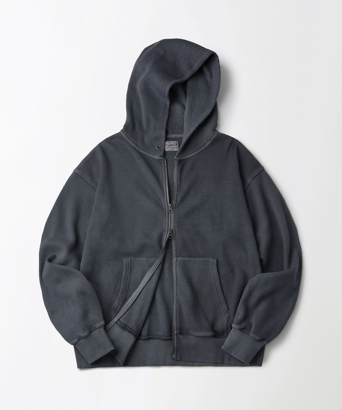 아웃스탠딩(OUTSTANDING) THERMAL PIGMENT WASHED HOOD ZIP_PIGMENT NAVY