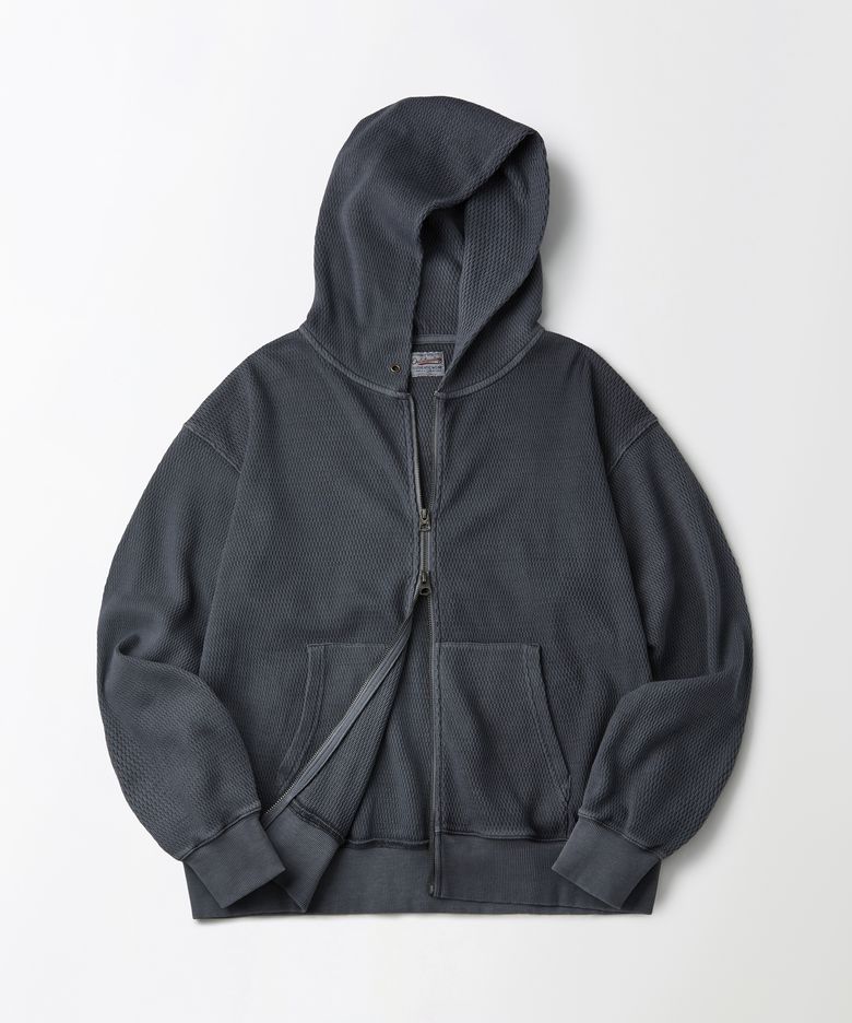 THERMAL PIGMENT WASHED HOOD ZIP_PIGMENT NAVY