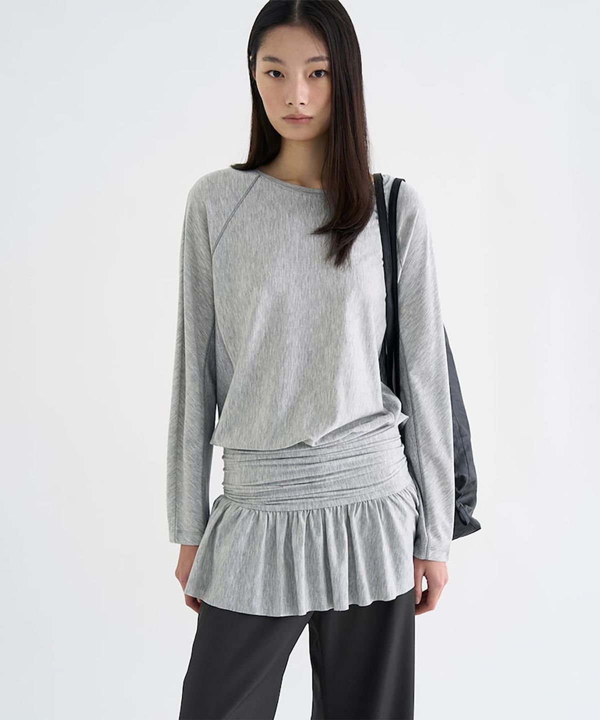 앙개(ANGGAE) Jersey Minidress   Light Grey