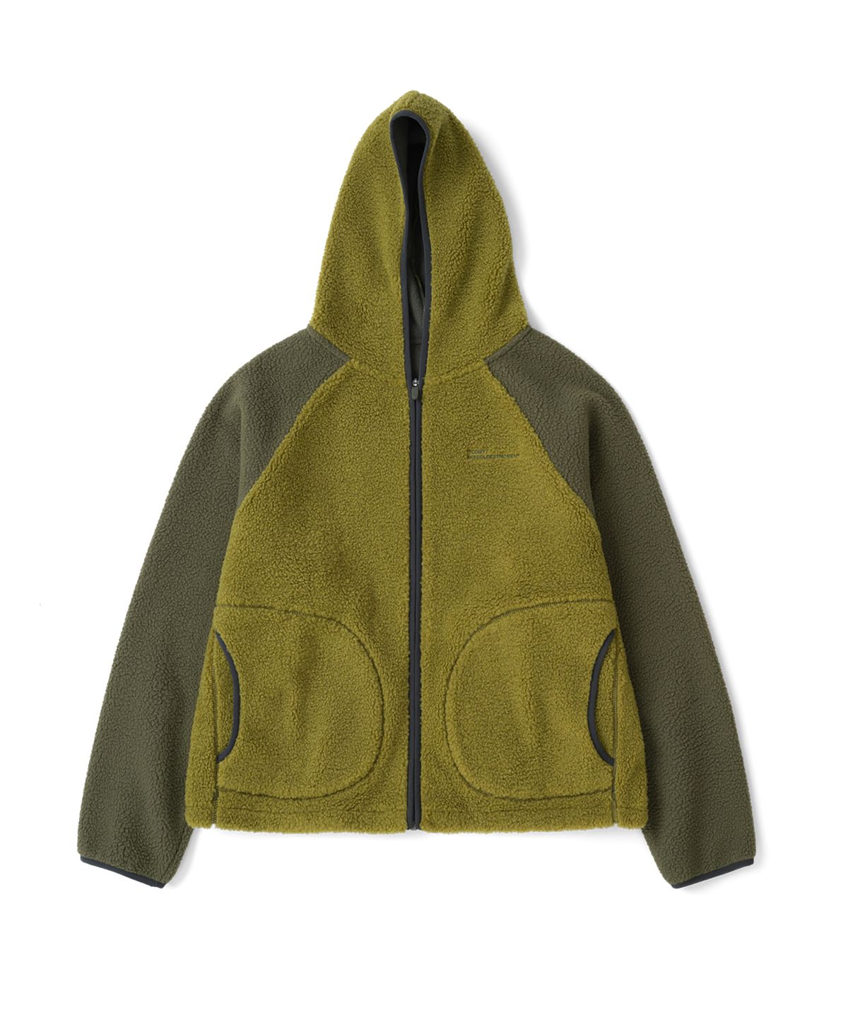 더콜디스트모먼트(THECOLDESTMOMENT) TCM contrast fleece hooded zip-up (olive)