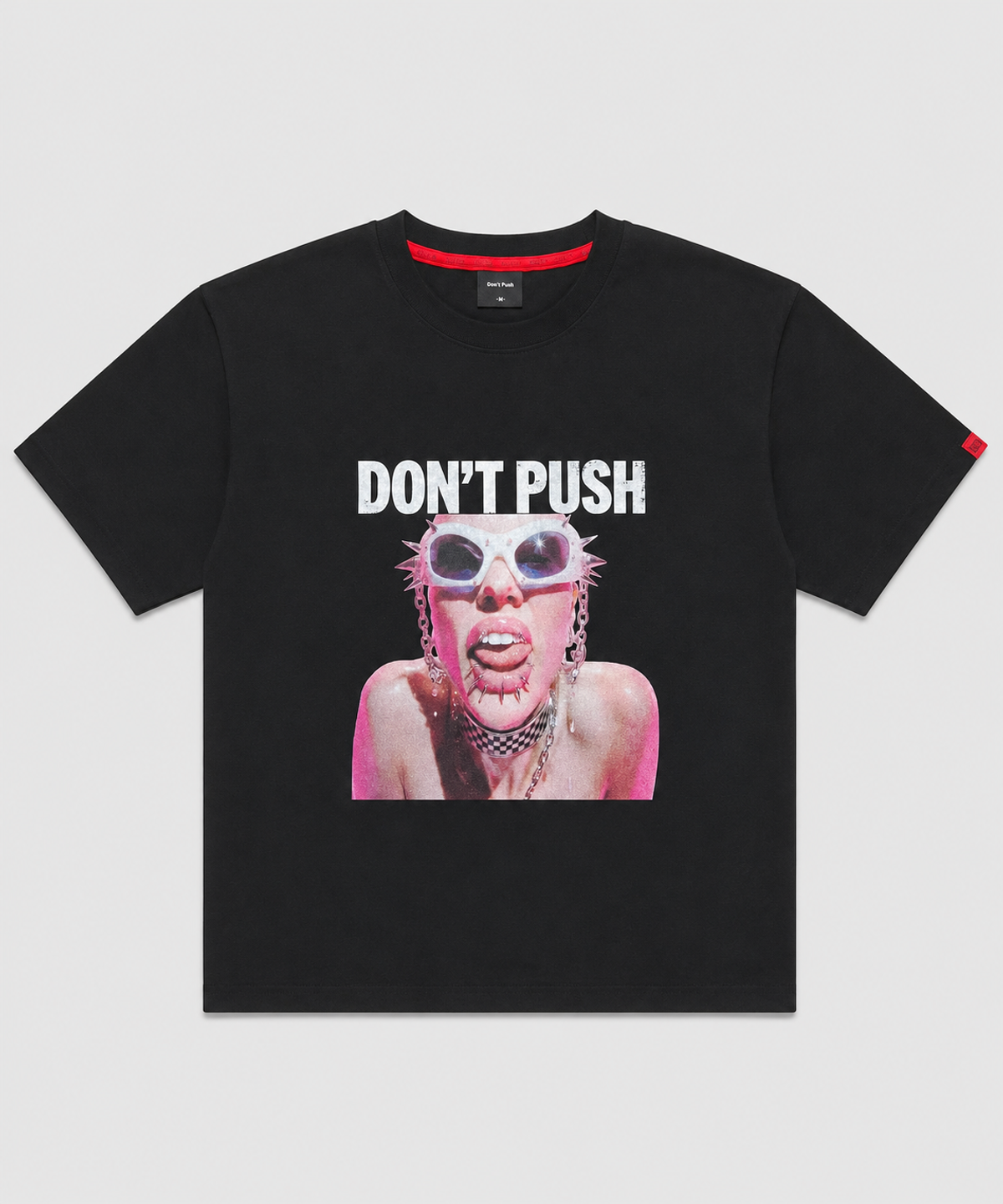 돈푸쉬(DONT PUSH) 펑크 페이스 그래픽 오버핏 반팔 티셔츠