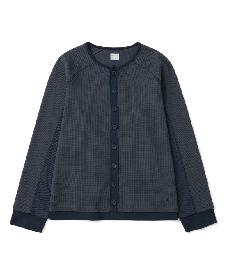 TCM waffle layered cardigan (navy)