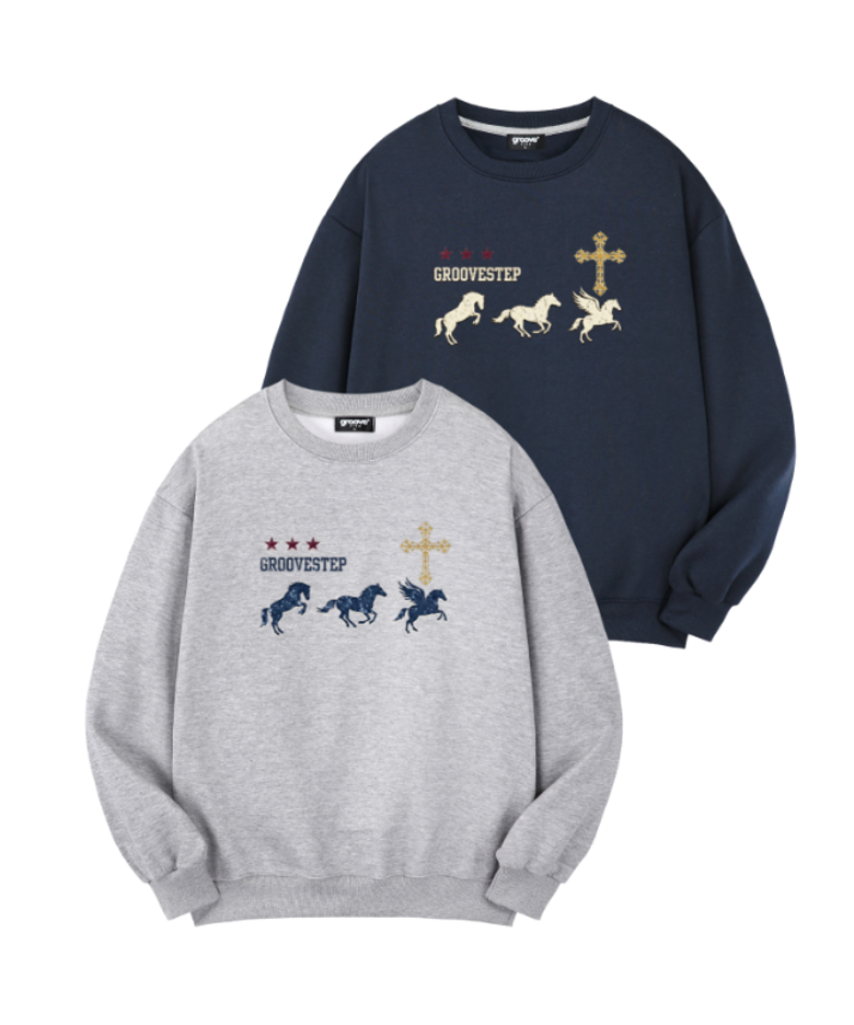 [2PACK] 글로리 홀스 오버핏 맨투맨 티셔츠 M299