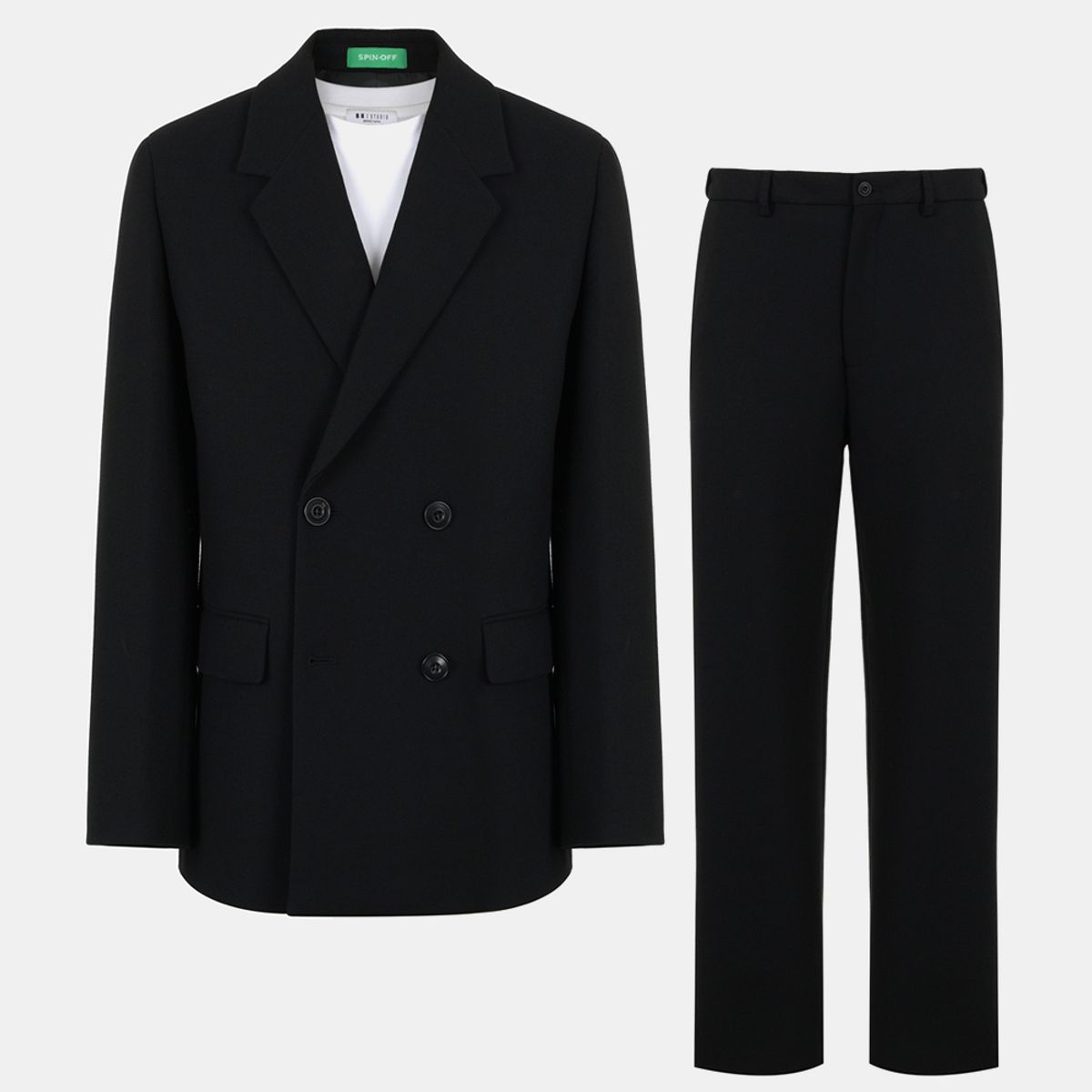 바쏘옴므(BASSOHOMME) 울 레이온 더블 셋업 세트 블랙 WSY4JF77A_WSY4PF77A