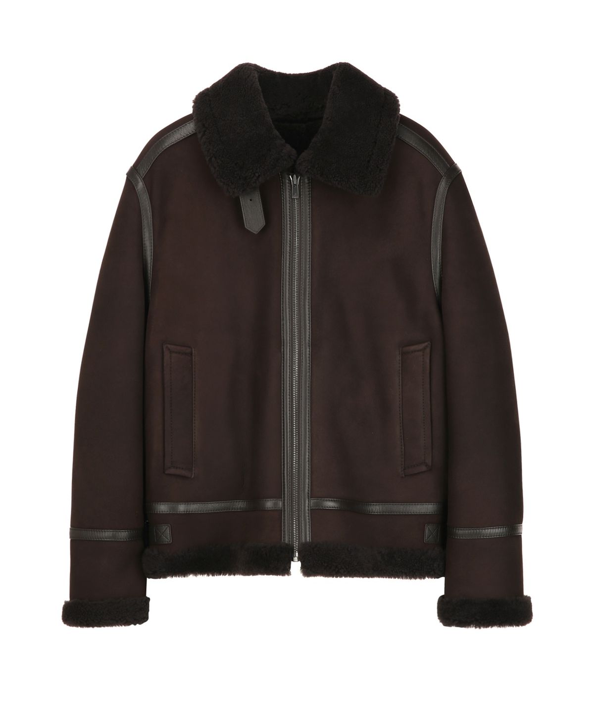 질스튜어트뉴욕 맨(JILLSTUART NEWYORK MEN) [Lightweight] 램스킨 스탠드넥 카라 무스탕 - 다크브라운 (JNJU6D303W3)