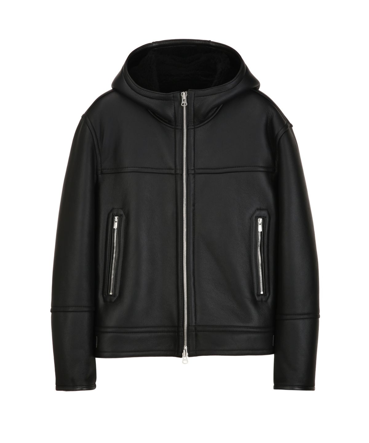 질스튜어트뉴욕 맨(JILLSTUART NEWYORK MEN) [Lightweight] 램스킨 후드 무스탕 - 블랙 (JNJU6D302BK)