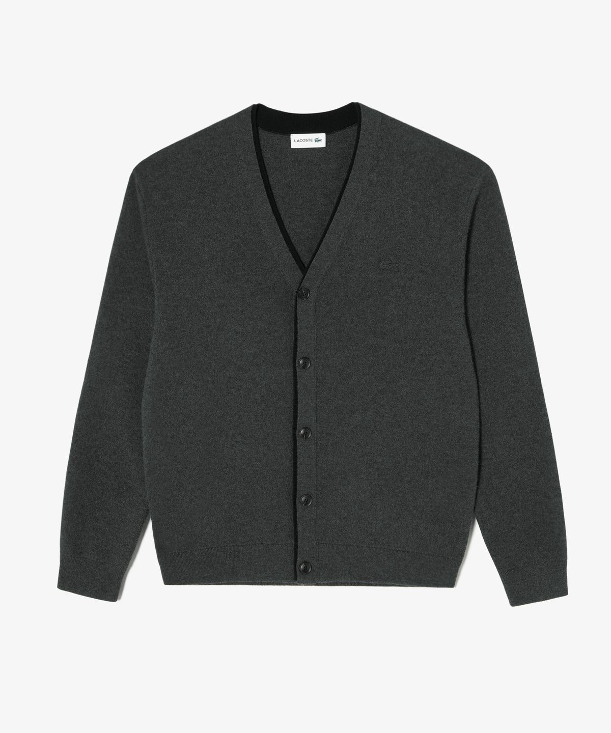 라코스테(LACOSTE) 남성 배색 레이어드 방모 V넥 가디건 AH760E-56N UWC
