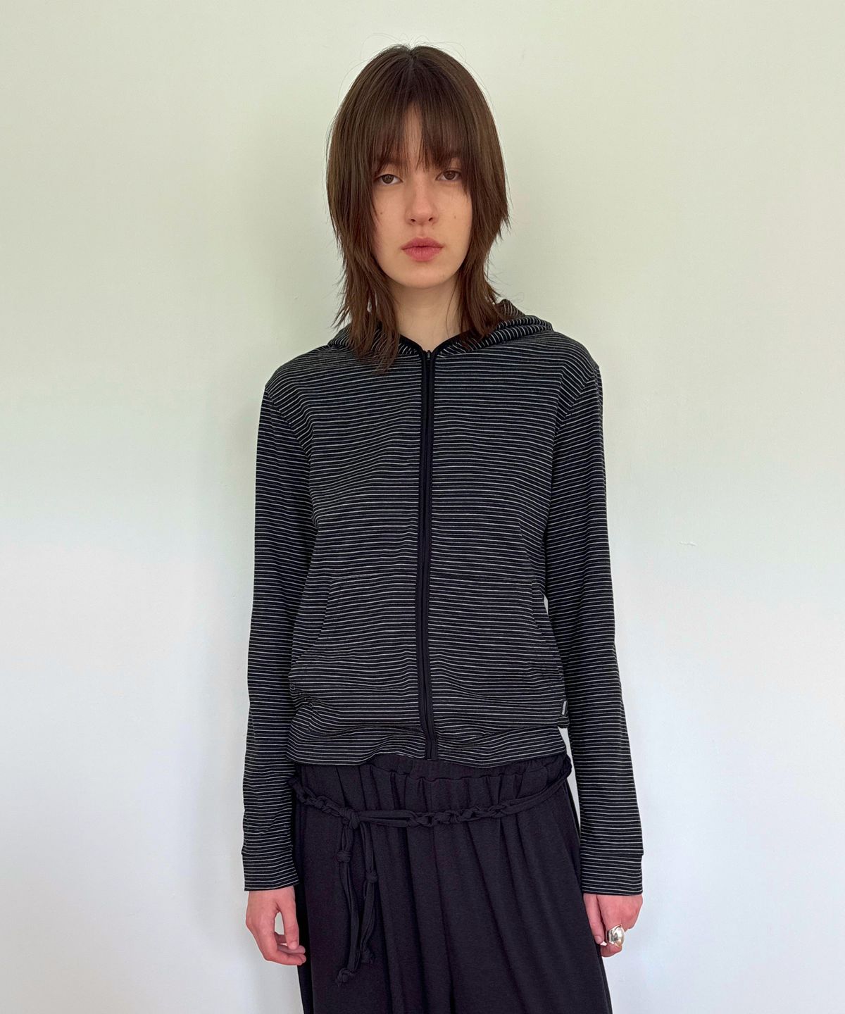 다이애그널(DIAGONAL) STRIPE JERSEY ZIP HOODIE (black)