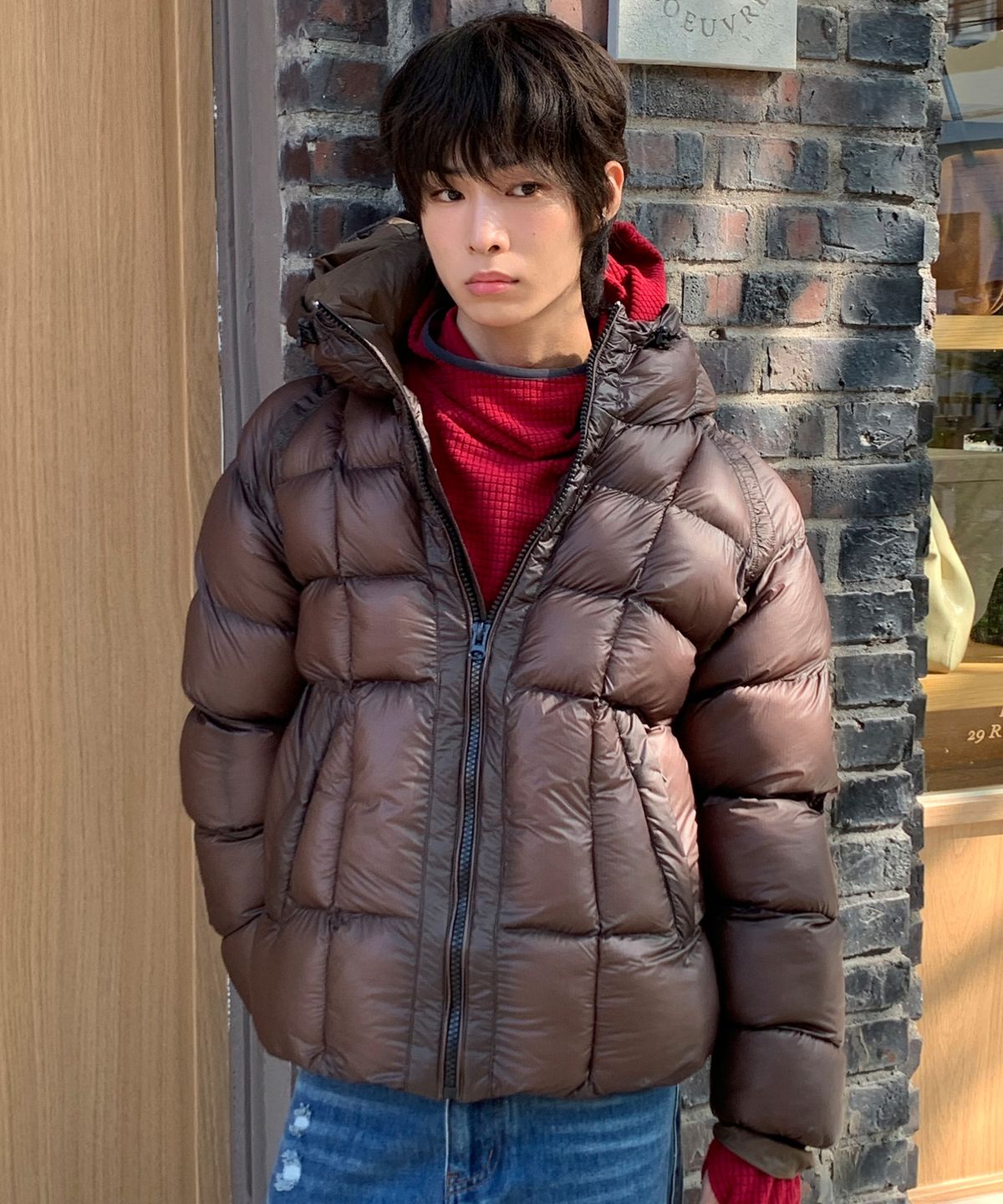 르아르(LEIRE) 에센셜 시어 쉘 후드 패딩 자켓 [딥브라운]