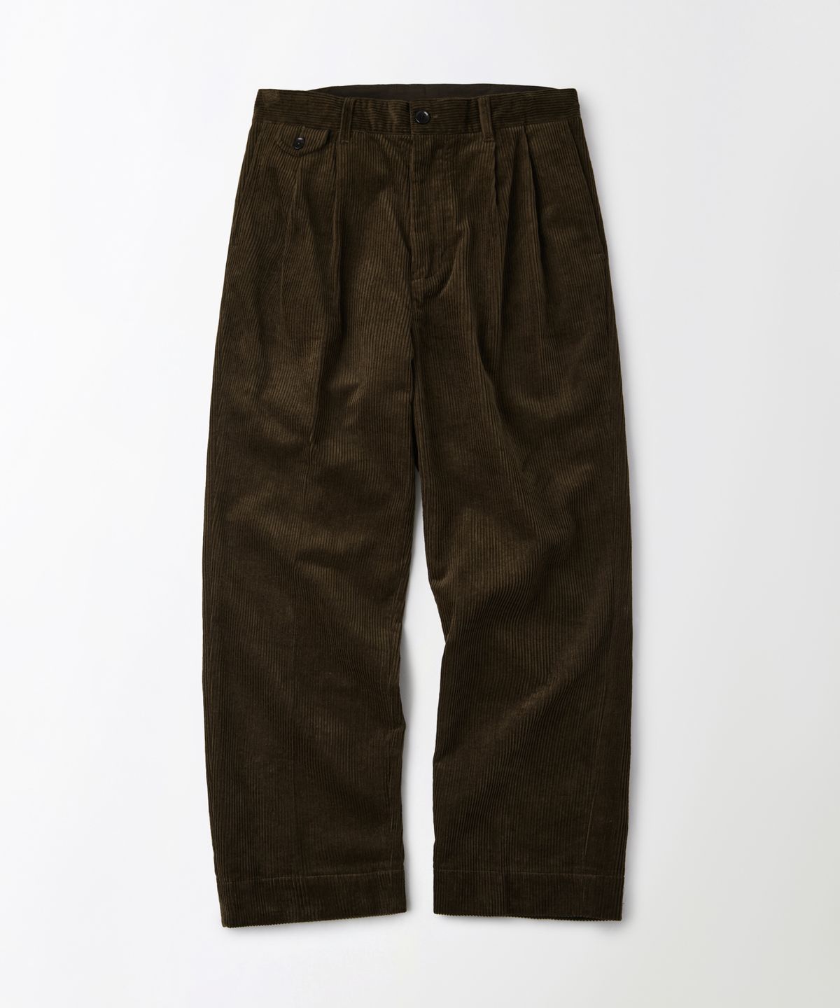 아웃스탠딩(OUTSTANDING) HIGH DENSITY CORDUROY DOUBLE PLEATED PANTS_BROWN