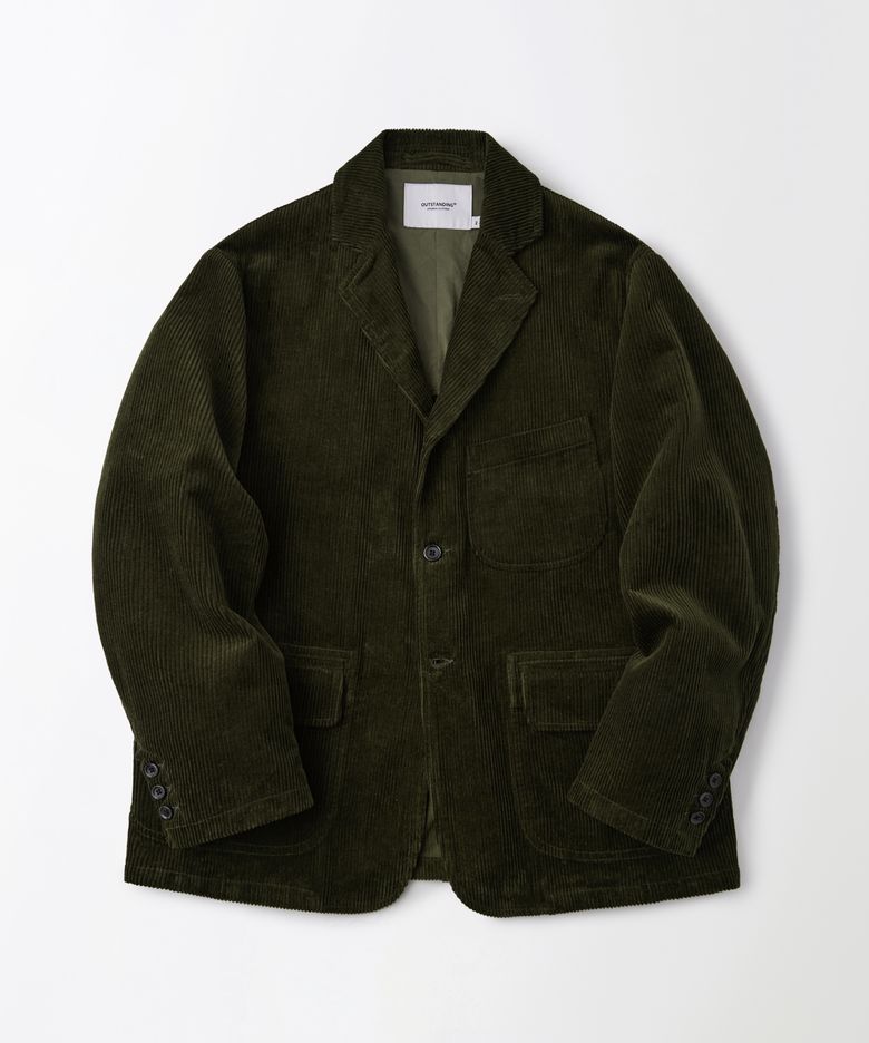 HIGH DENSITY CORDUROY CLASSIC 3-BUTTON JACKET_D.OLIVE