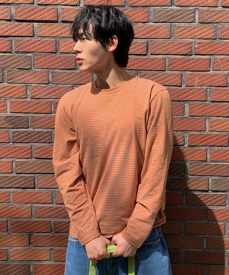 소프트 스트라이프 롱슬리브 티셔츠 [오렌지]