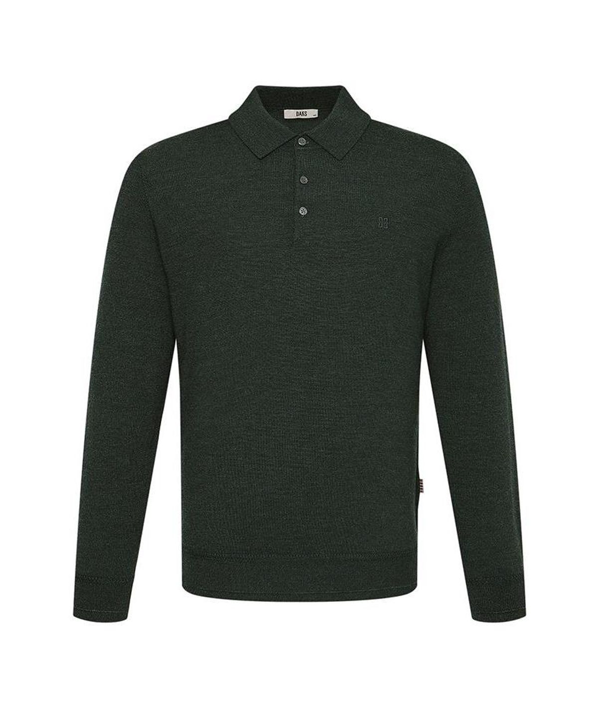 닥스셔츠(DAKS SHIRTS) 울100 워셔블 카라 니트 레귤러핏 그린_DMA1SWTL150E1