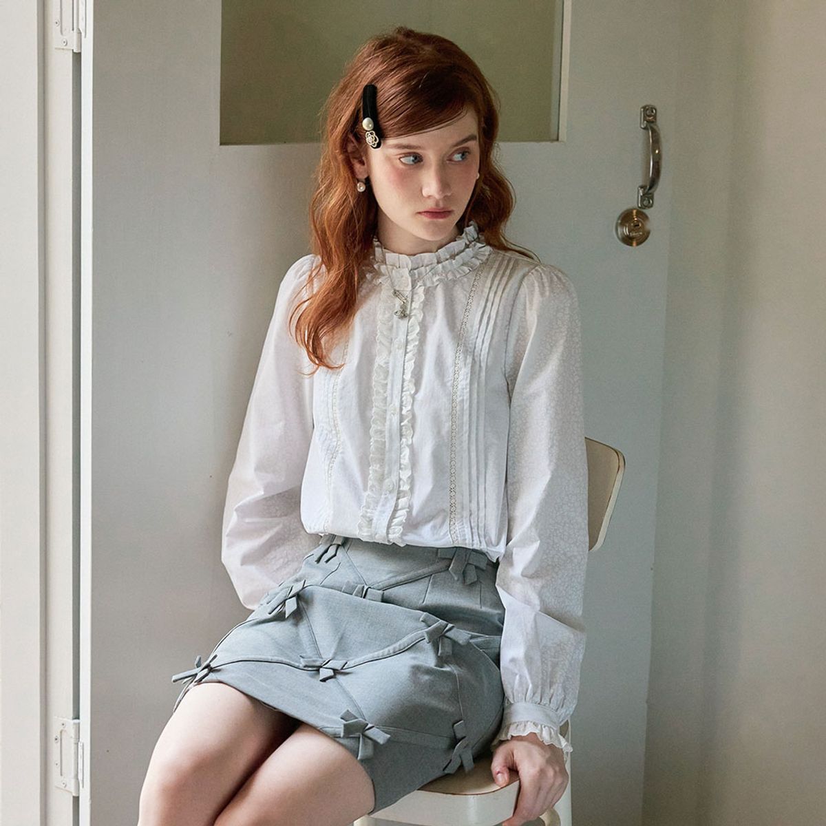 쎄무아듀(CEST MOIDEW) Cest_Floral lace ruffle blouse