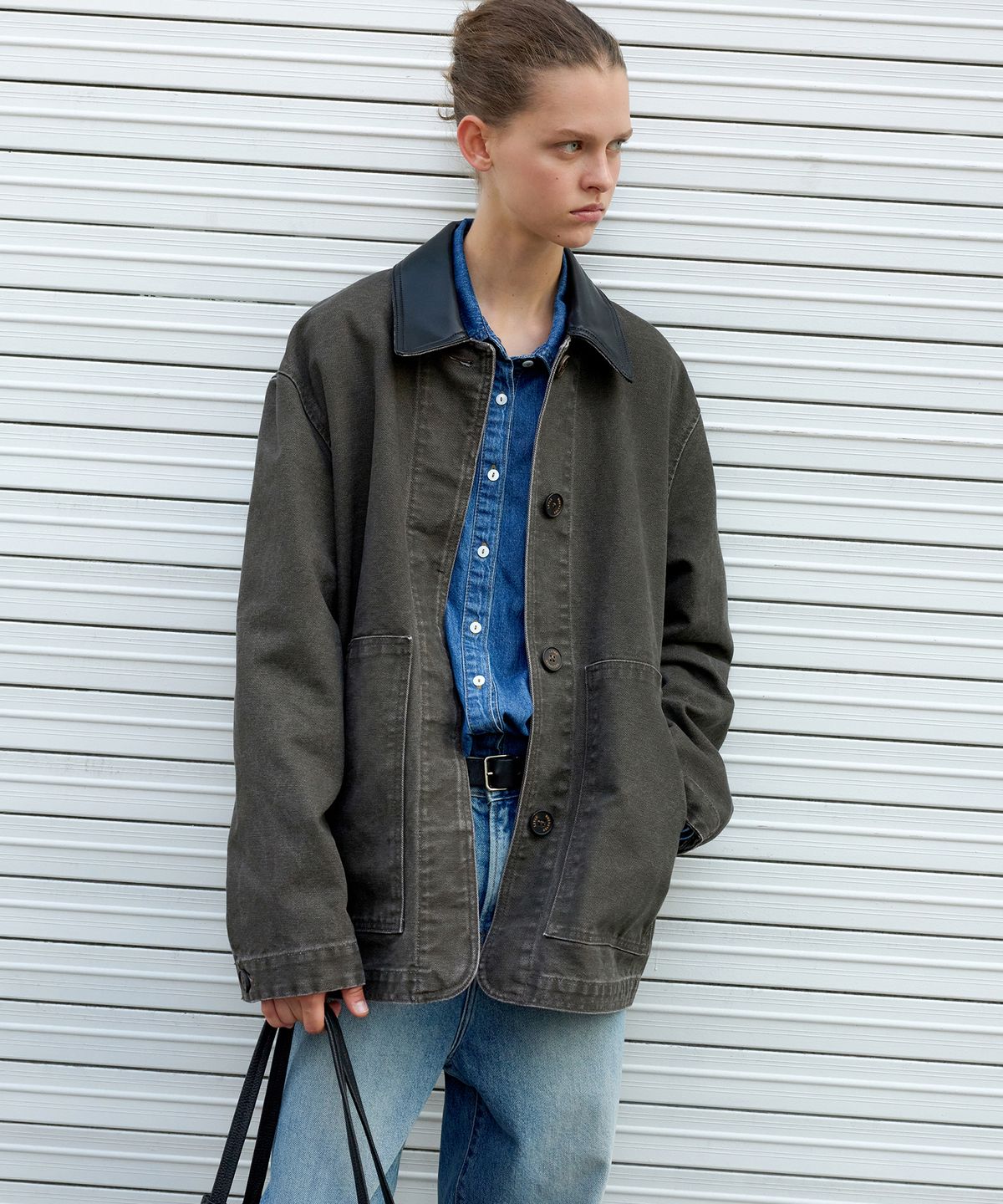 르바(LEVAR) Studio Denim Work Jacket - Forest Brown