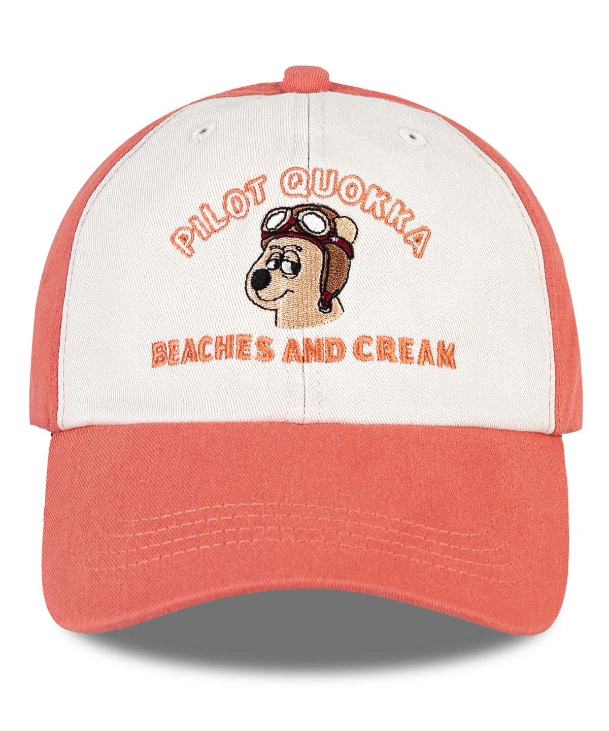 비치스앤 크림 키즈(BEACHESAND CREAM KIDS) 파일럿 쿼카 배색 투톤 볼캡-코랄핑크(Pilot quokka Coloration two-tone Ball cap)