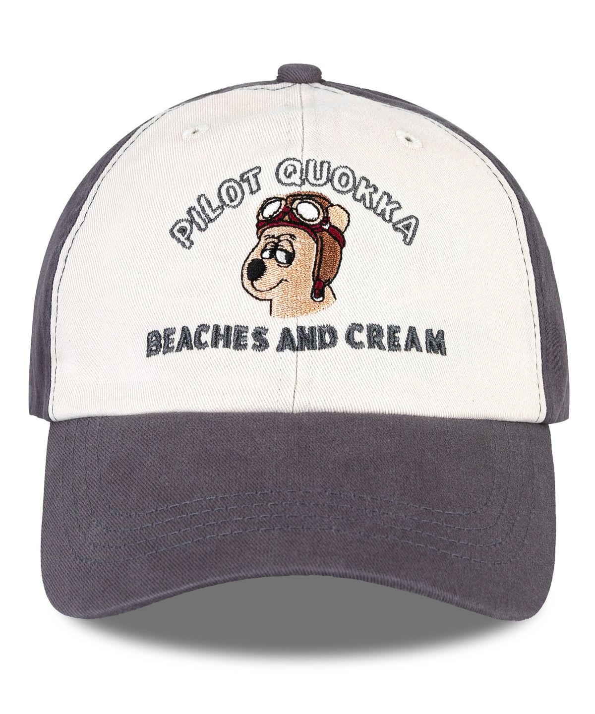 비치스앤 크림 키즈(BEACHESAND CREAM KIDS) 파일럿 쿼카 배색 투톤 볼캡-차콜(Pilot quokka Coloration two-tone Ball cap)