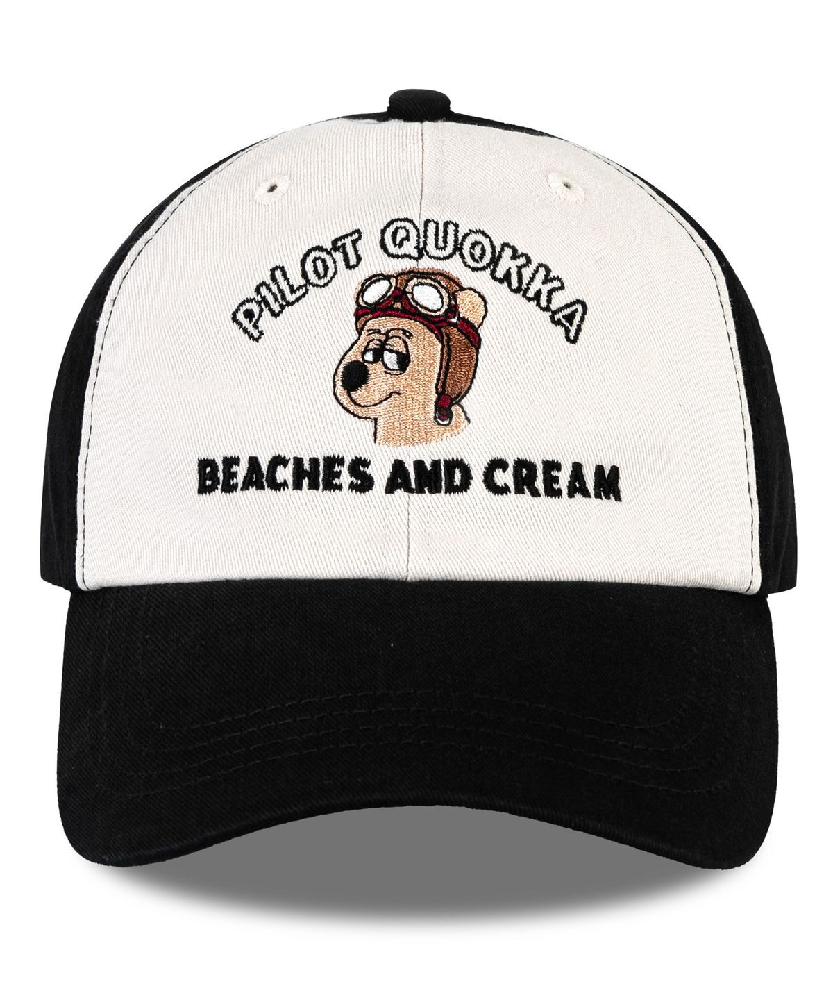비치스앤 크림 키즈(BEACHESAND CREAM KIDS) 파일럿 쿼카 배색 투톤 볼캡-블랙(Pilot quokka Coloration two-tone Ball cap)
