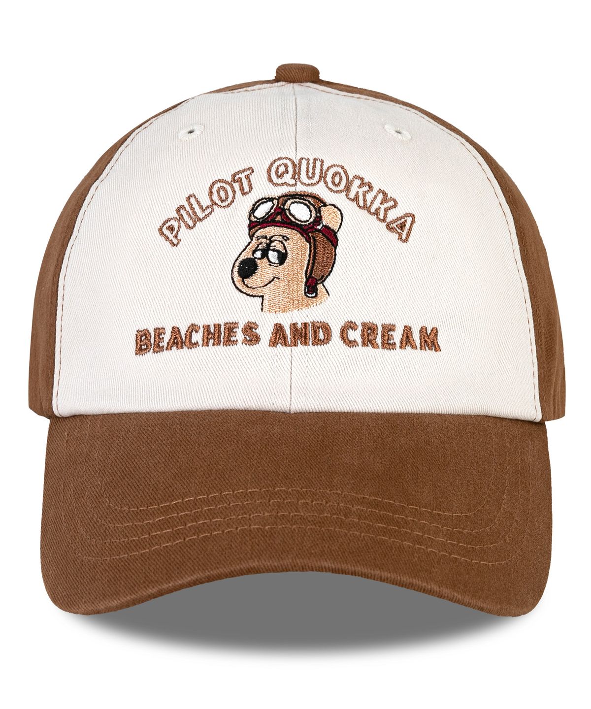 비치스앤 크림 키즈(BEACHESAND CREAM KIDS) 파일럿 쿼카 배색 투톤 볼캡-브라운(Pilot quokka Coloration two-tone Ball cap)