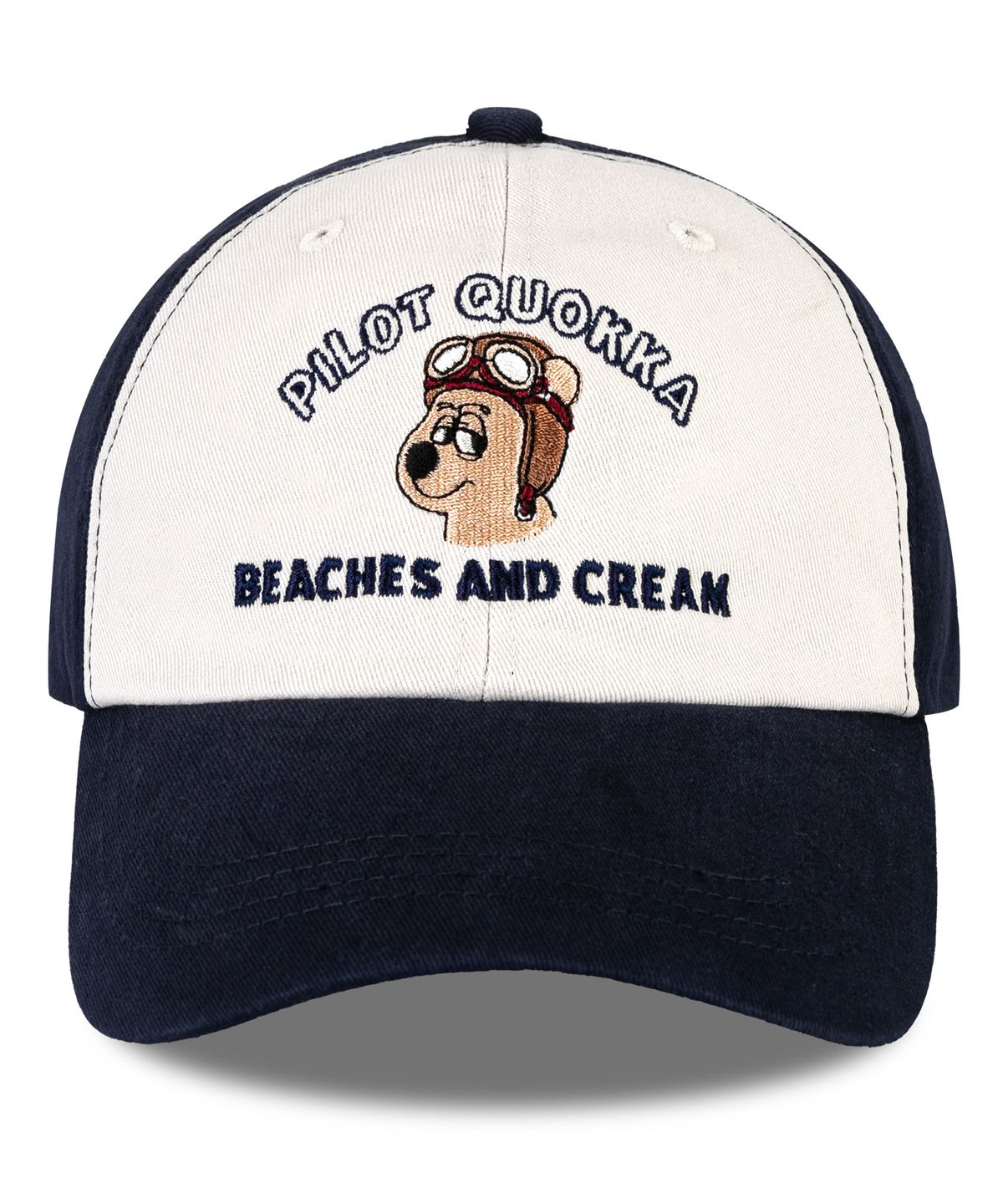 비치스앤 크림 키즈(BEACHESAND CREAM KIDS) 파일럿 쿼카 배색 투톤 볼캡-네이비(Pilot quokka Coloration two-tone Ball cap)