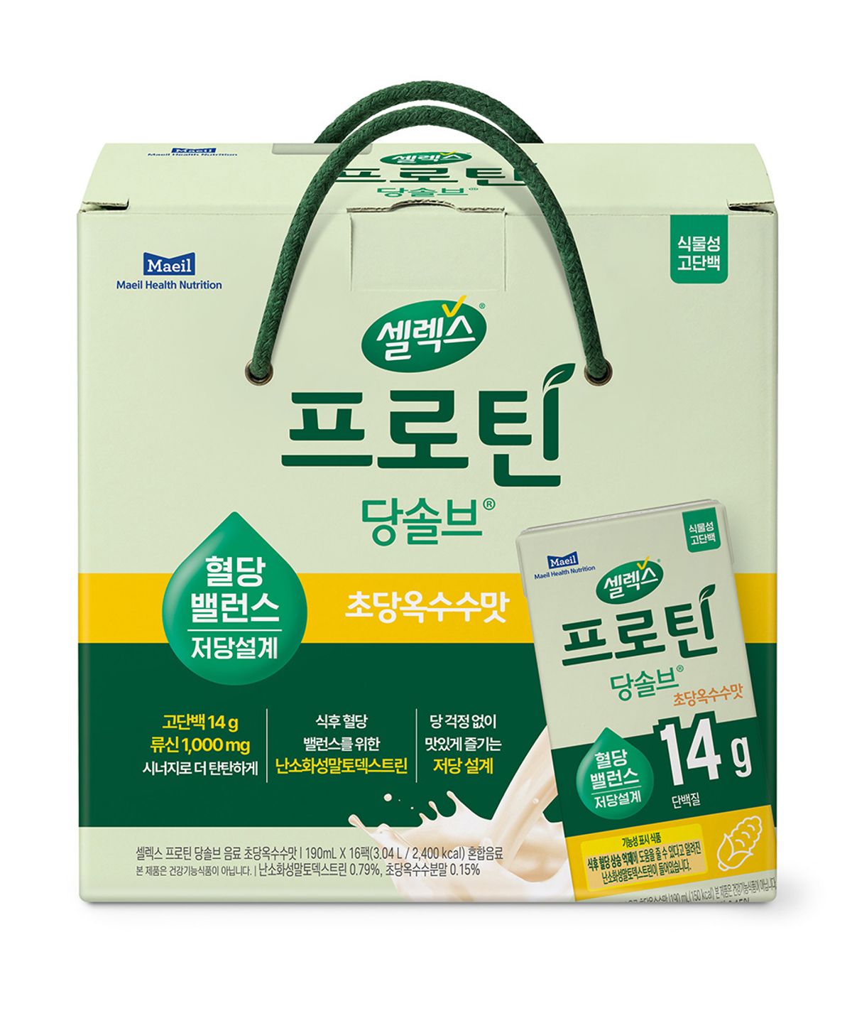 셀렉스(SELEX) (선물세트) 프로틴 식물성 당솔브 음료 초당옥수수맛 190ml 16개