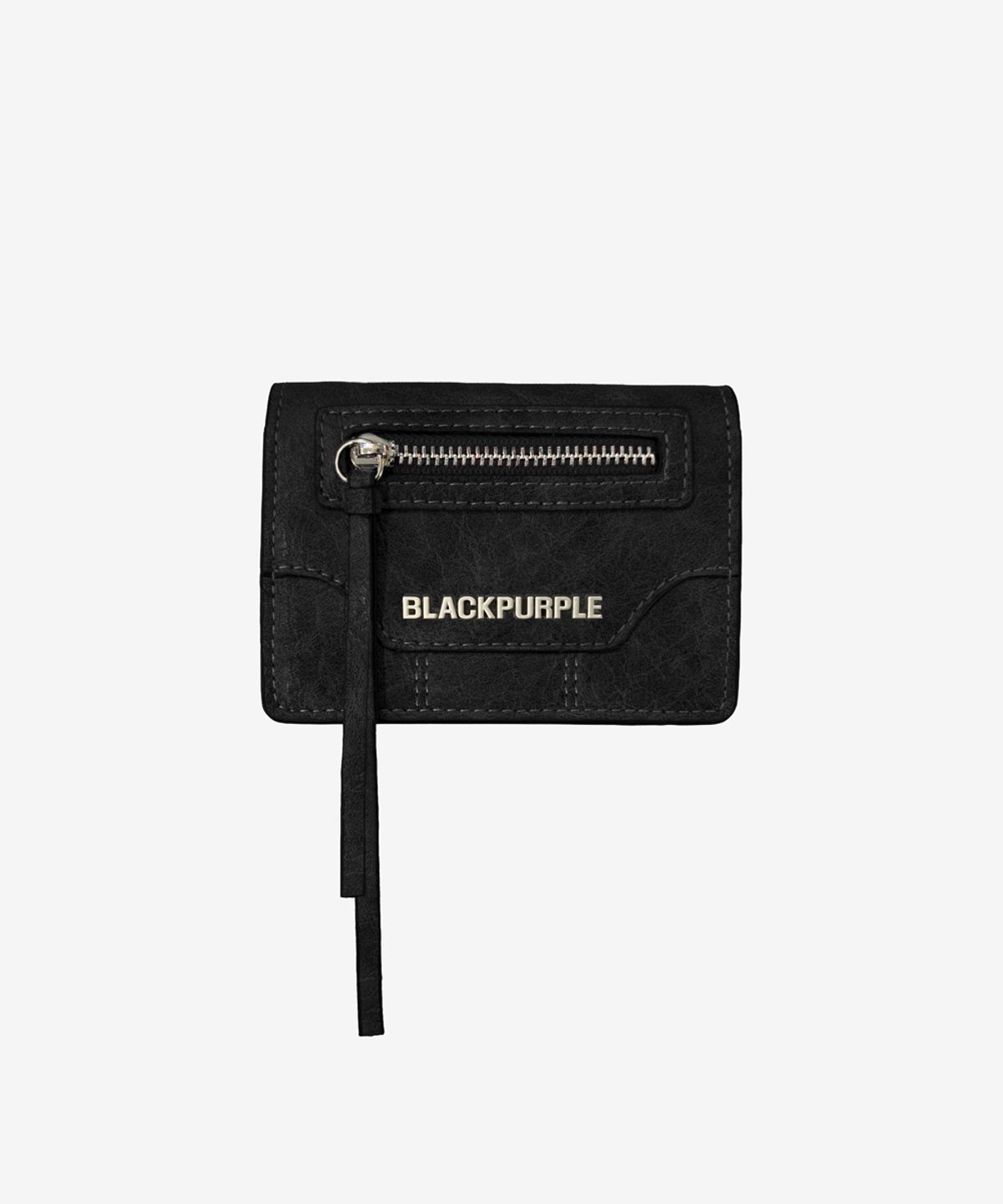 블랙 퍼플(BLACK PURPLE) 플레이트 로고 지갑_블랙  Plate Logo Wallet_Black