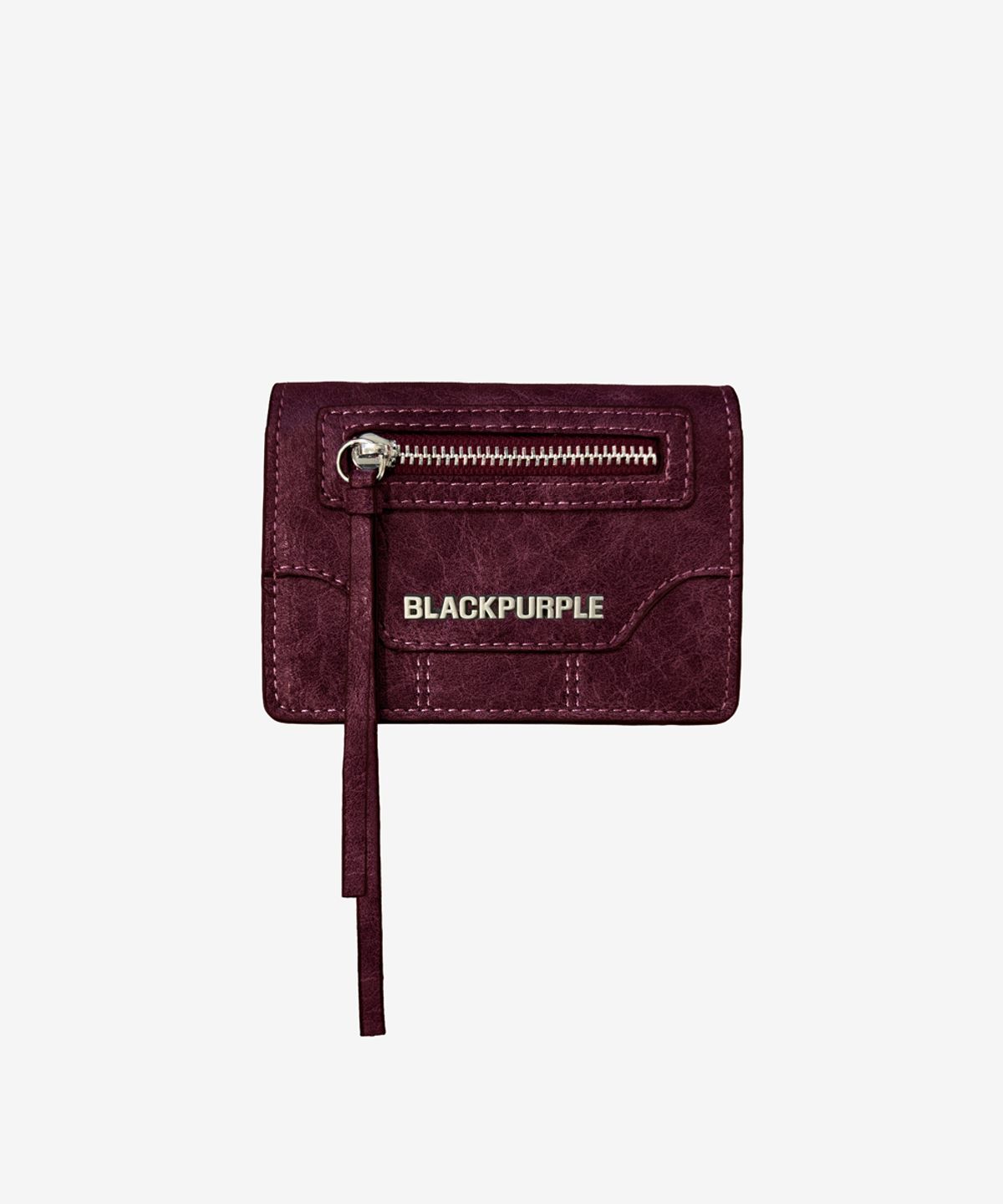 블랙 퍼플(BLACK PURPLE) 플레이트 로고 지갑_버건디 Plate Logo Wallet_Burgundy