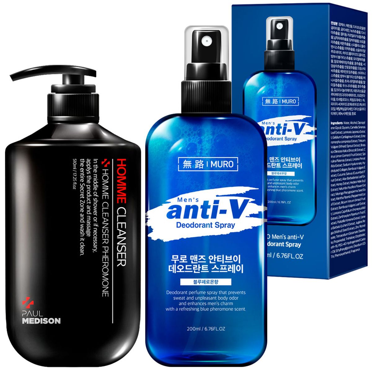 폴 메디슨(PAULMEDISON) 옴므 청결제 페로몬 510ml + 맨즈 데오드란트 블루페로몬 200ml 1개