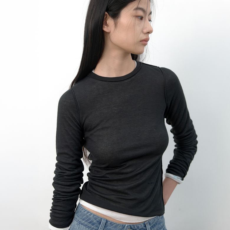 [장다연 PICK] (T-7289)AN INTERLOCK LONG SLEEVE SLIM FALL TEE