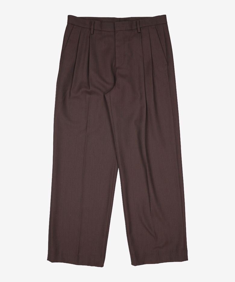 Virgin Wool Herringbone Wide Pants (Vintage Brown) TNPA5F104W2 86