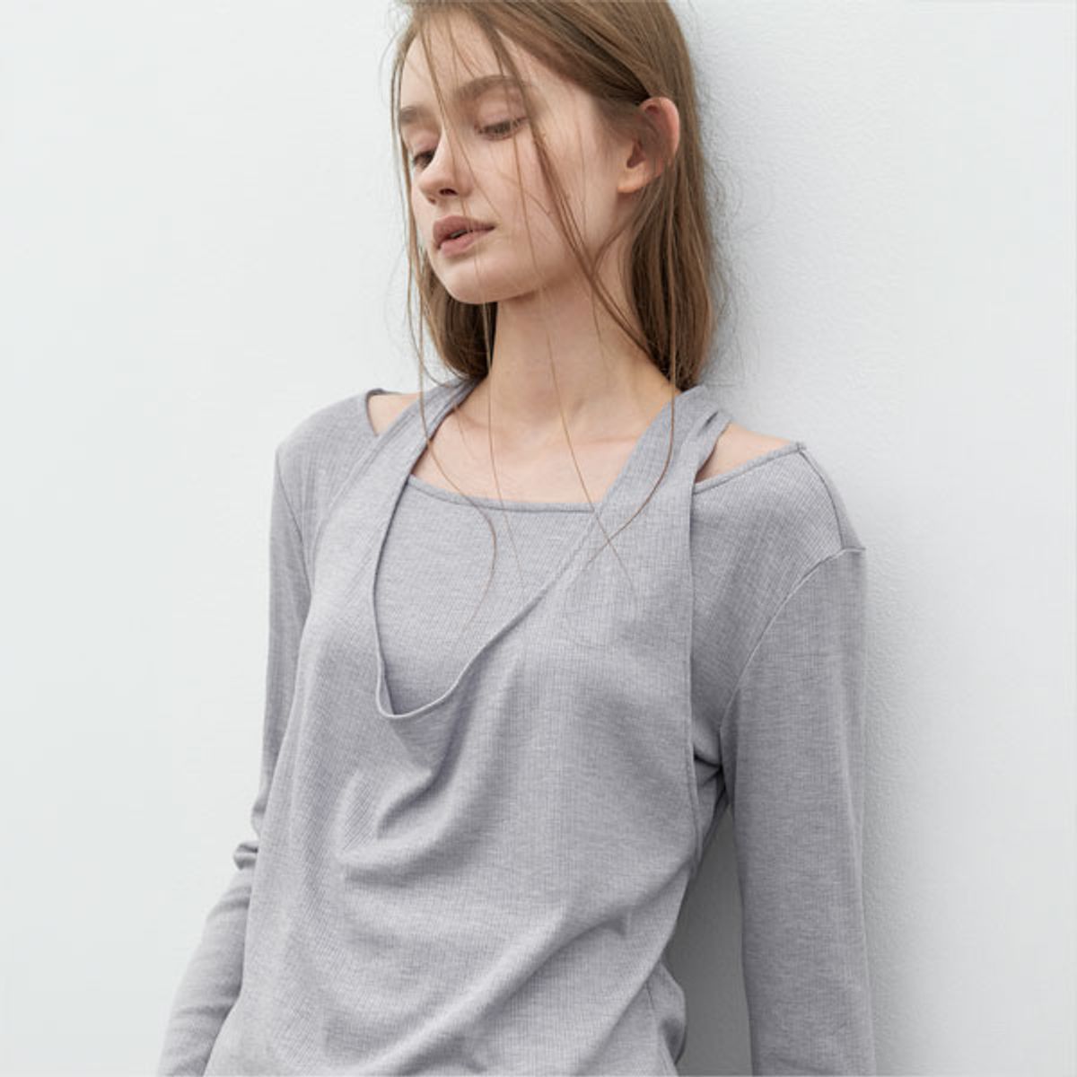 아틀리에 나인(ATELIER NAIN) (T-7274)LAYERED HALTER TOP