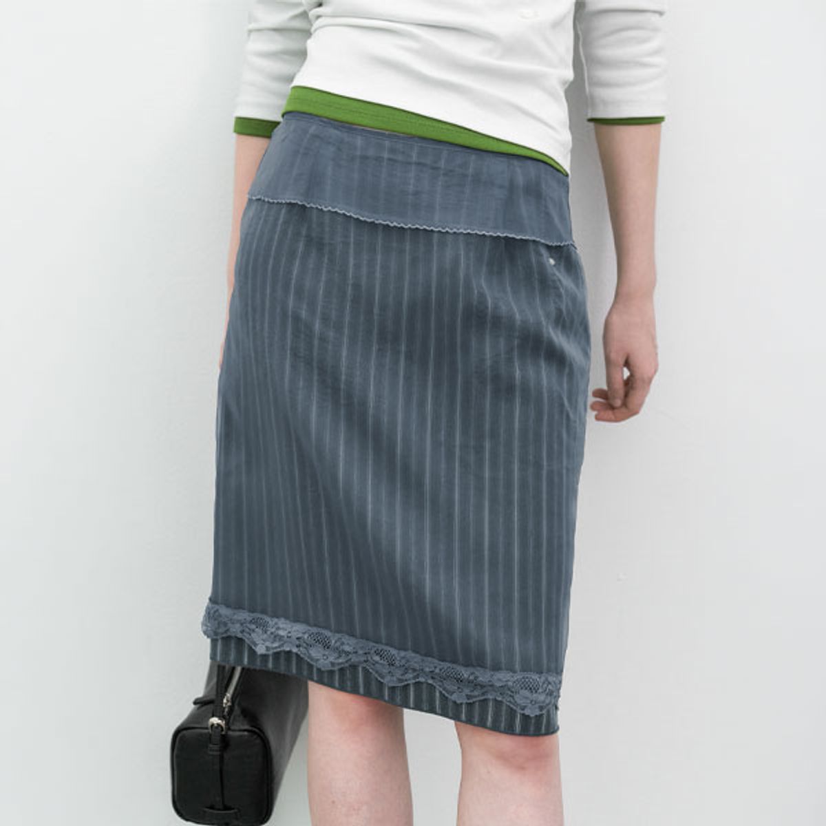 아틀리에 나인(ATELIER NAIN) (SK-5121)SHEER LAYERED STRIPE MIDI SKIRT
