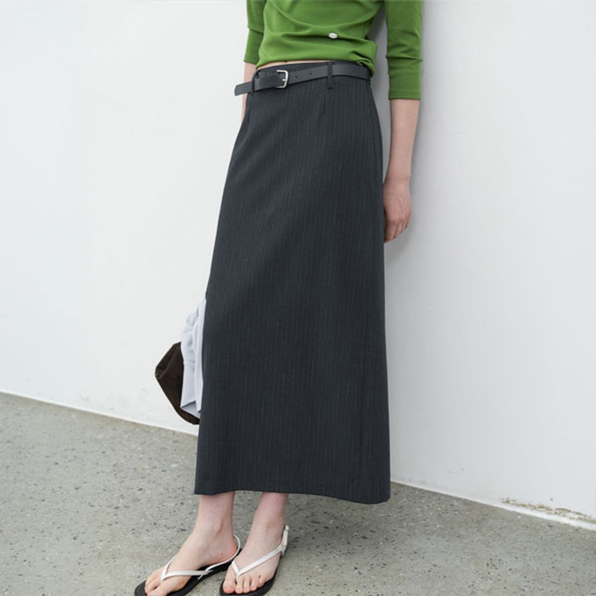 아틀리에 나인(ATELIER NAIN) (SK-5116)BELTED H-LINE LONG SKIRT S