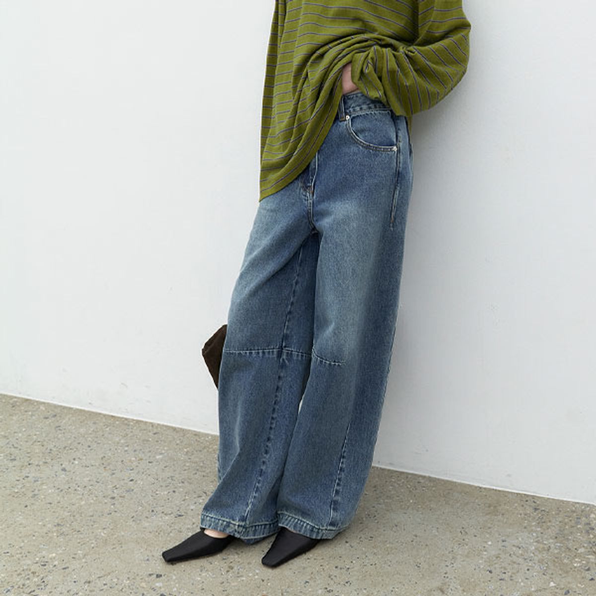 아틀리에 나인(ATELIER NAIN) (PT-5817)DARTED CURVE BARREL JEAN