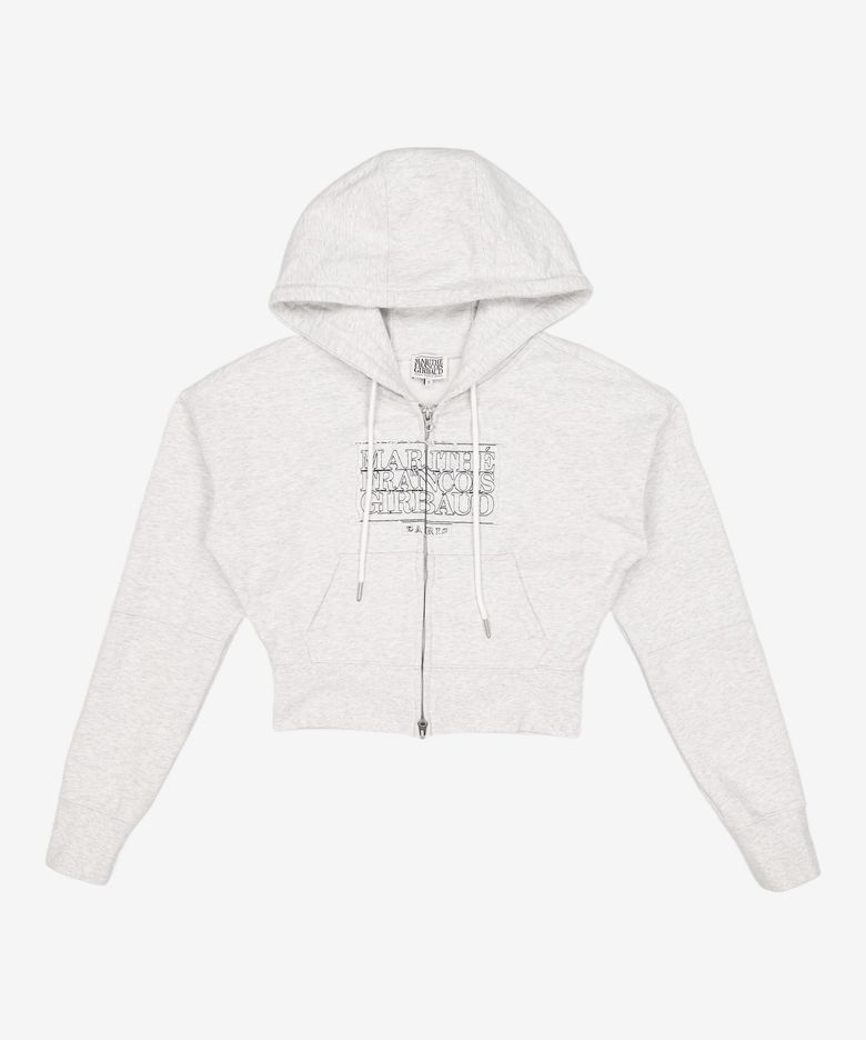 W CLASSIC LOGO CROP HOODIE ZIPUP light green S