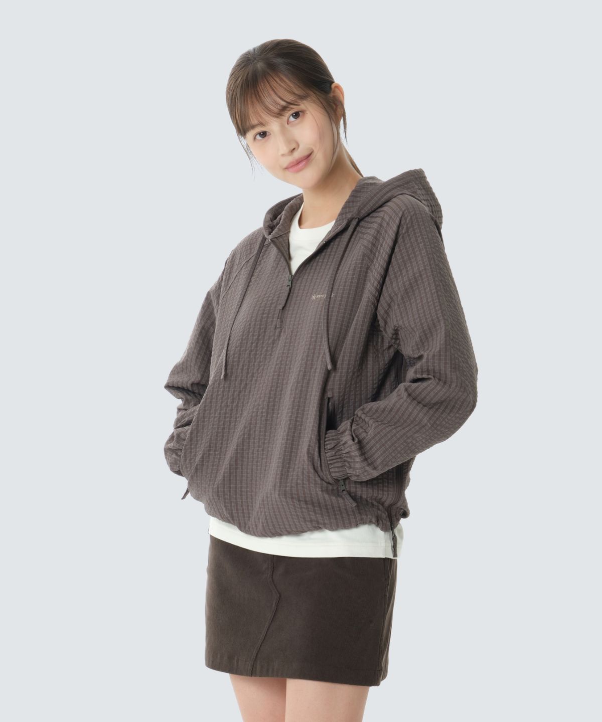 스노우피크 어패럴(SNOWPEAK APPAREL) 체크 시어서커 여성 아노락 (S26FWFAN09) Chocolate Khaki