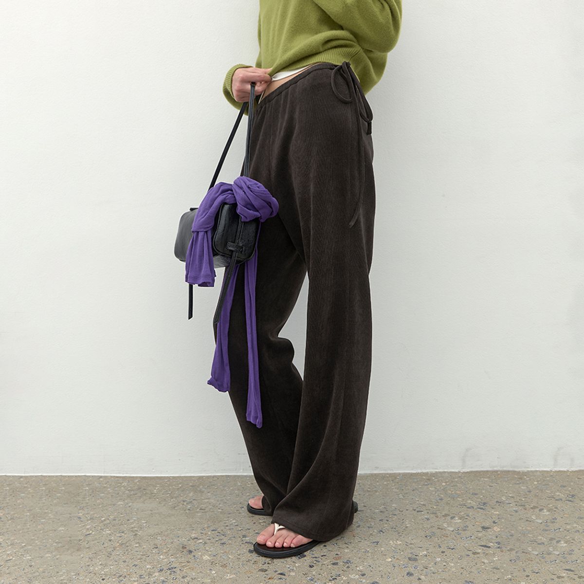 아틀리에 나인(ATELIER NAIN) (PT-5808)RIBBED JERSEY BANDING BOOTCUT PANTS